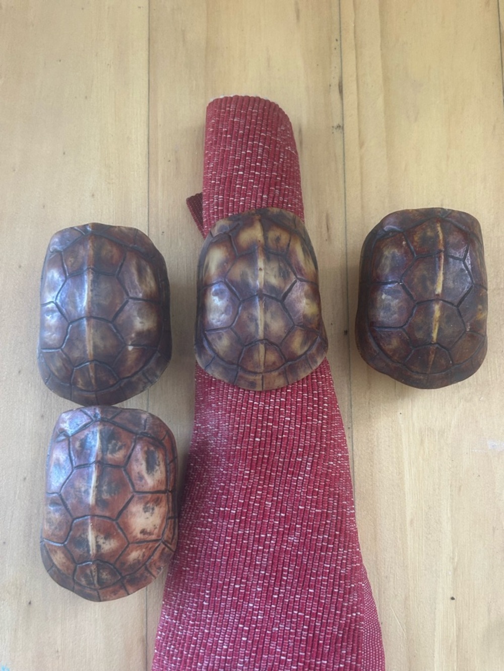 Set of 4 Carved Turtle Shell napkins holders - Brown tortoise shell - dining
